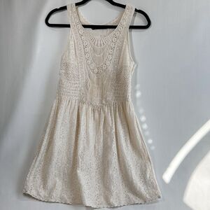 Zara Cream Lace Sleeveless Mini Dress